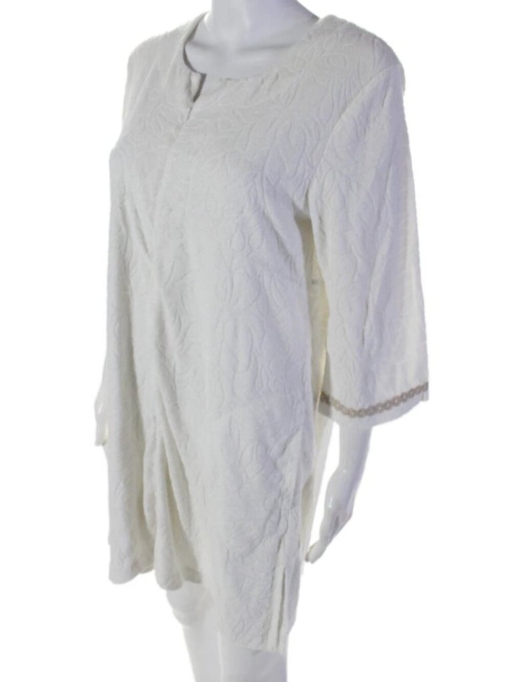 Lilly Pulitzer White Floral Embossed Terry Coverup Size L - Picture 3 of 8